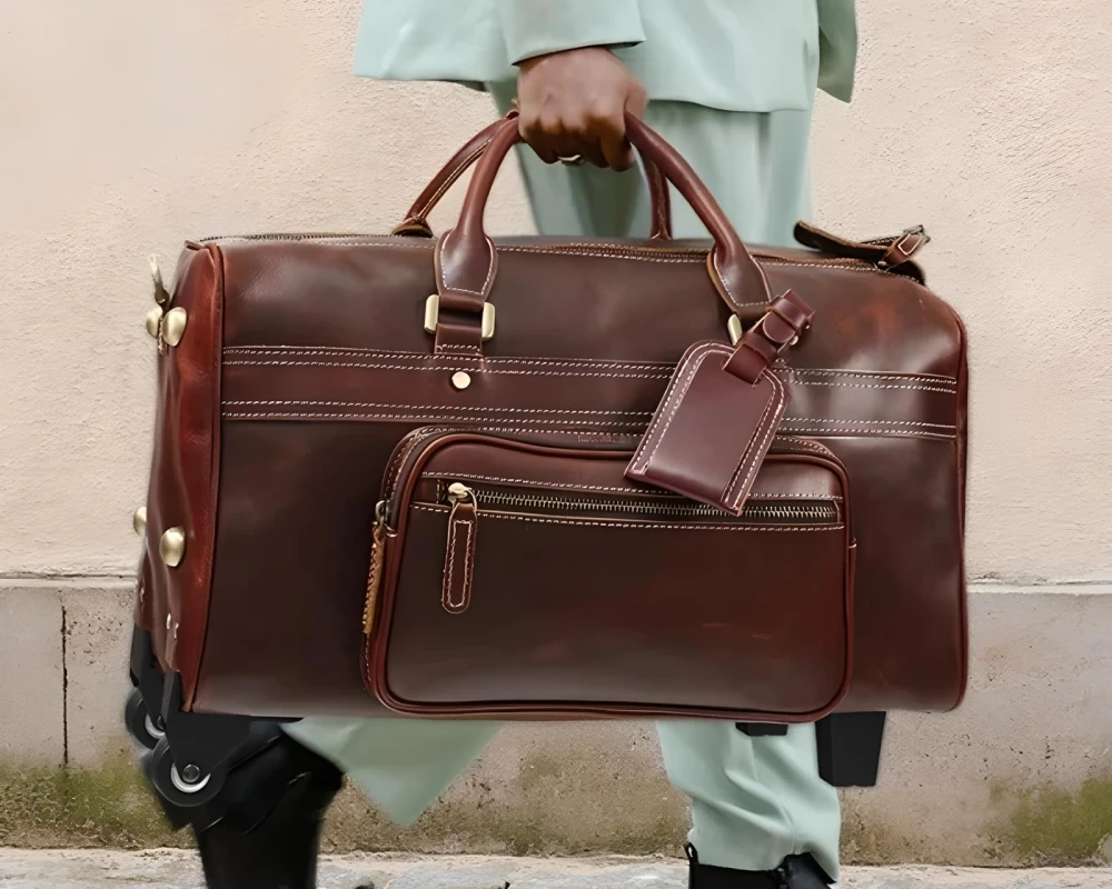 leather mens carry on bag